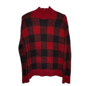 𝅺Buffalo Plaid Soft Mock Neck Sweater Cozy Size Medium